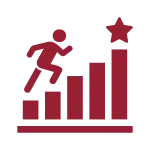Referral – Expanded Opportunities An icon of a person running up a graph to a star.