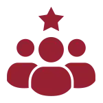 Referral – Simple Referrals Three people icons with a star on top.